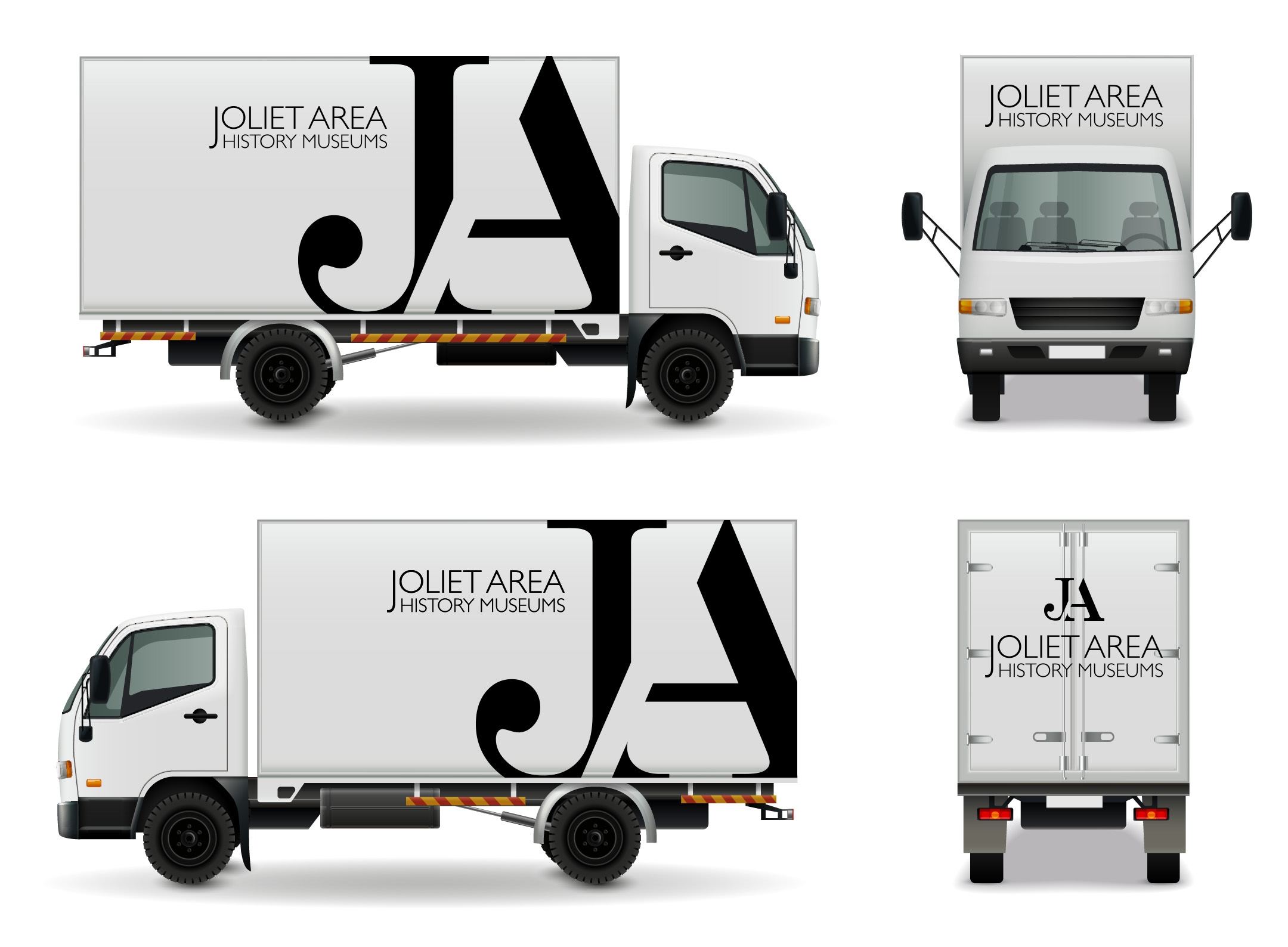 Logo application on truck showing all 4 sides of truck.